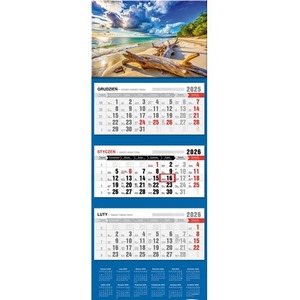 Kalendarz 2026 trójdzielny premium z wypukłą główką Plaża KT2 V81