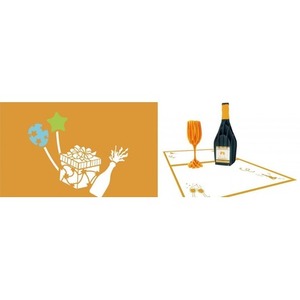 Karnet 12x18 cm + koperta POP-UP Szampan