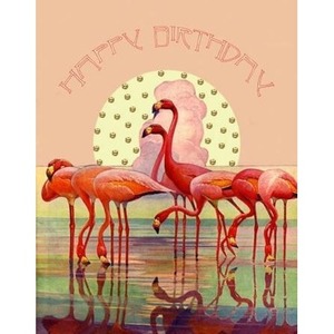 Karnet B6 brokat z kopertą Flamingi zachód słońca