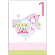 Karnet B6 brokat z kopertą Urodziny 1 dziewczynka