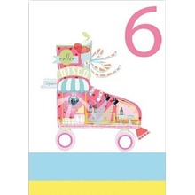 Karnet B6 brokat z kopertą Urodziny 6 dziewczynka