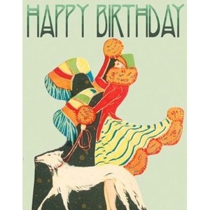 Karnet B6 brokat z kopertą Urodziny Spacer z psem