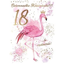 Karnet B6 PR-099 Urodziny 18 flamingi