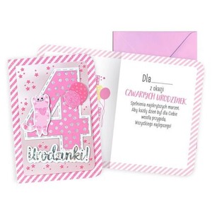 Karnet B6 Urodziny 4 dziewczynka