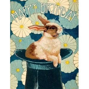 Karnet B6 z kopertą Urodziny Królik w kapeluszu