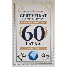 Karnet Certyfikat Urodzinowy 60 urodziny męskie