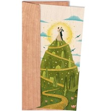 Karnet DL z drewnianą kopertą Ślub Wzgórze miłości