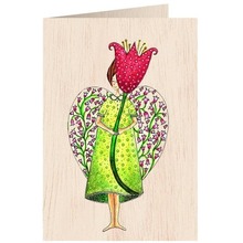 Karnet drewniany C6 + koperta Anioł z kwiatem