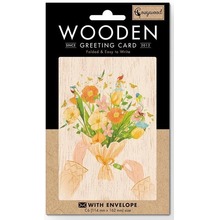 Karnet drewniany C6 + koperta Bukiet kwiatów