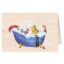 Karnet drewniany C6 + koperta Kobieta w kąpieli