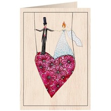 Karnet drewniany C6 + koperta Ślub serce