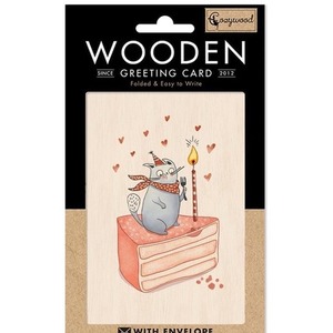 Karnet drewniany C6 + koperta Tort i kot