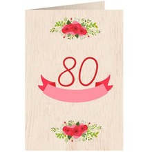 Karnet drewniany C6 + koperta Urodziny 80