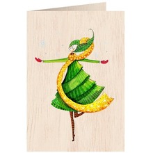 Karnet drewniany C6 + koperta Święta Tańcząca