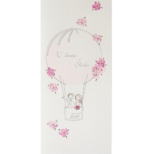 Karnet Ślub DL S15 - Różowy balon