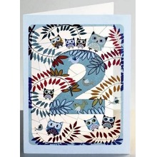 Karnet PM792 wycinany + koperta Urodziny 2 sowy