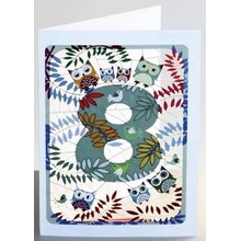 Karnet PM798 wycinany + koperta Urodziny 8 sowy