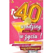 Karnet Urodzinowy 40 + naklejka