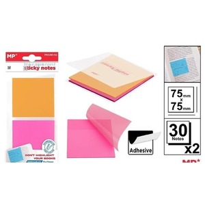 Karteczki samoprzylepne przezrocz 75x75mm 2x30szt