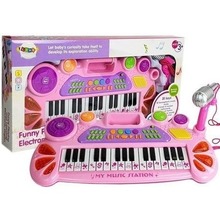 Keyboard z mikrofonem różowy