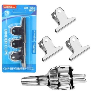 Klipsy metalowe biurowe 3szt 75mm