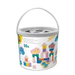 Klocki drewniane Dinozaury wiaderko 50el