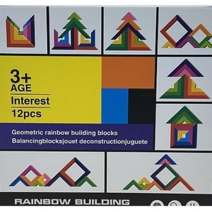 Klocki drewniane tęczowe kreatywne