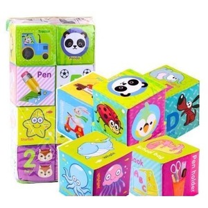 Klocki kostki kolorowe zwierzęta 8el