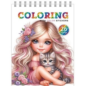 Kolorowanka 148x210 z naklejkami 12 stron Dziewcz