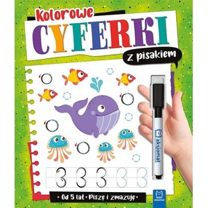 Kolorowe cyferki z pisakiem. Piszę i zmazuję od 5