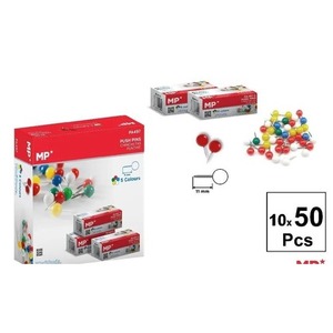 Kolorowe pinezki 11mm okrągła główka 10x50szt