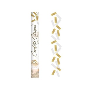 Konfetti pneumatyczne Złoto-białe paski 40cm