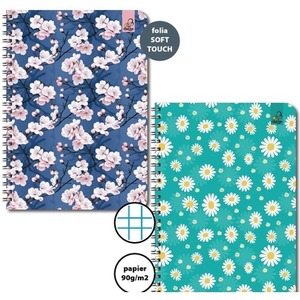 Kołozeszyt A5/50K kratka 90g Kwiatki (6szt)