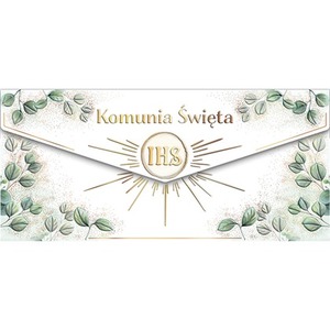 Koperta Komunia. Kielich z eukaliptusem