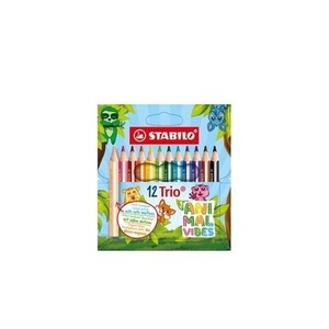 Kredka drewniana Trio gruba Animal vibes 12szt