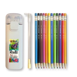 Kredki automatyczne w tubie 12 kolorów + temper.
