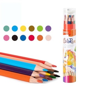 Kredki ołówkowe 12szt tuba + temperówka DELI