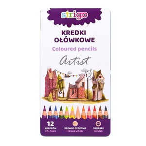 Kredki ołówkowe okragłe 12 kolorów STRIGO