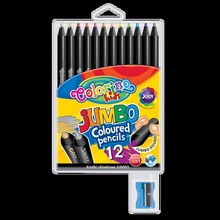 Kredki ołówkowe okrągłe jumbo Colorino Kids z temperówką czarne drewno 12 kolorów
