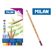 Kredki ołówkowe sześciokątne Milan 12 kolorów w metalowym opakowaniu