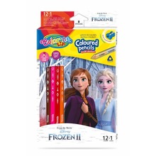 Kredki ołówkowe trójkątne Colorino Kids 13 kolorów 12 sztuk z temperówką Frozen