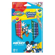 Kredki ołówkowe trójkątne Colorino Kids 13 kolorów 12 sztuk z temperówką Mickey
