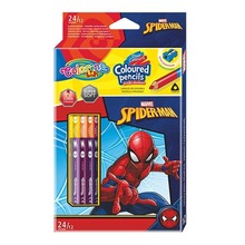 Kredki ołówkowe trójkątne Colorino Kids 24 kolorów 12 sztuk z temperówką Spiderman