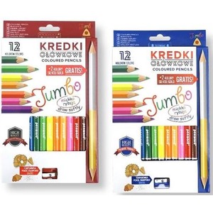 Kredki ołówkowe trójkątne + temperówka 12 kolorów