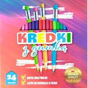 Kredki ołówkowe z gumką 24 kolory