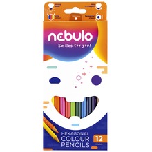 Kredki sześciokątne Nebulo 12 kolorów