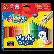 Kredki świecowe okrągłe plastikowe wymazywalne Colorino Kids z gumką 24 kolory