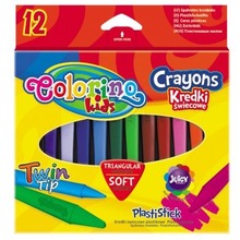 Kredki świecowe trójkątne plastikowe Colorino Kids 12 kolorów