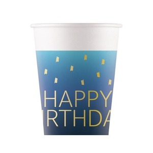 Kubeczki papierowe Happy Birthday 200ml 8szt