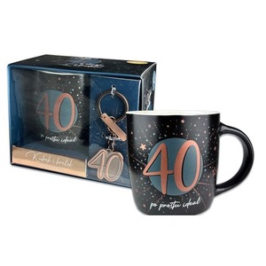Kubek Denim z metalowym brelokiem - 40 urodziny